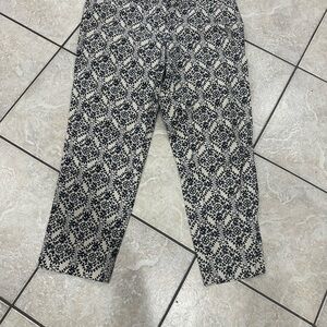 Navy and Cream Printed Cropped Pants